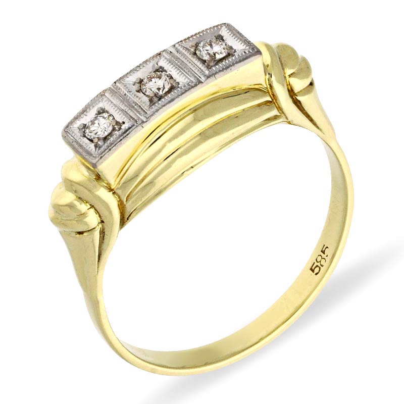 Brillant-Ring Gelbgold teil-rhodiniert