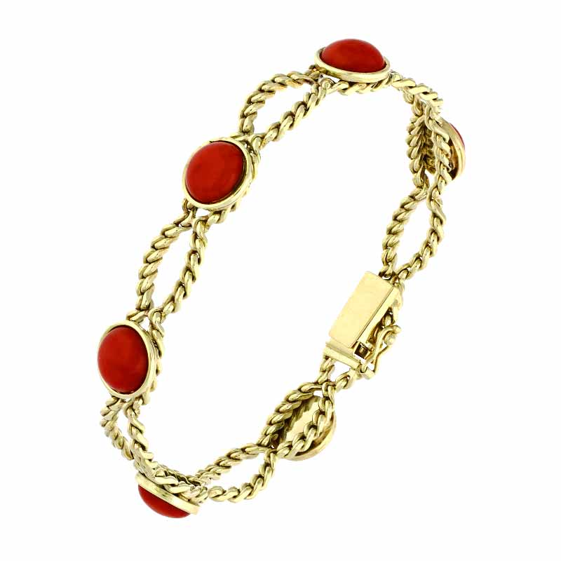 Korall-Armband Gelbgold