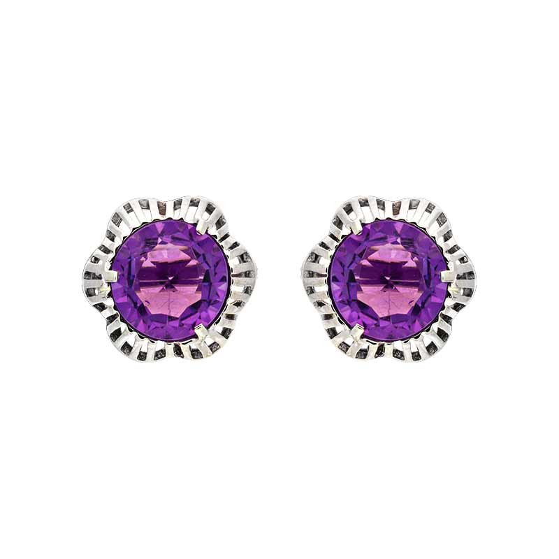Amethyst-Ohrstecker Weißgold