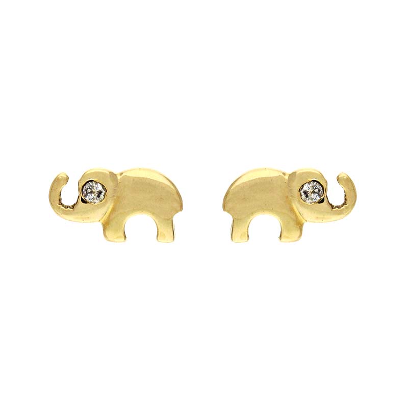 Brillant-Ohrstecker 'Elefant' Gelbgold
