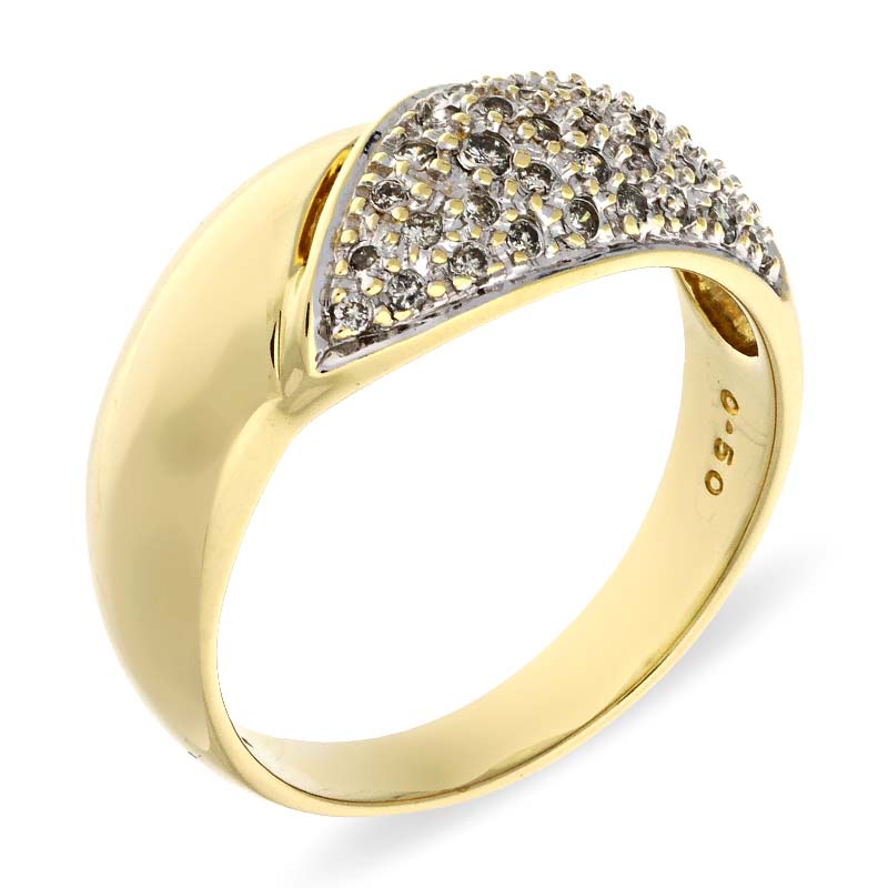 Brillant-Ring Gelbgold teil-rhodiniert
