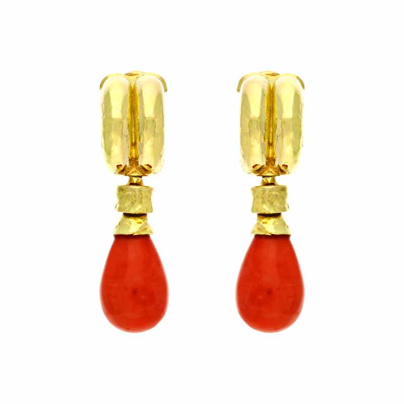 Korall-Ohrclips Gelbgold