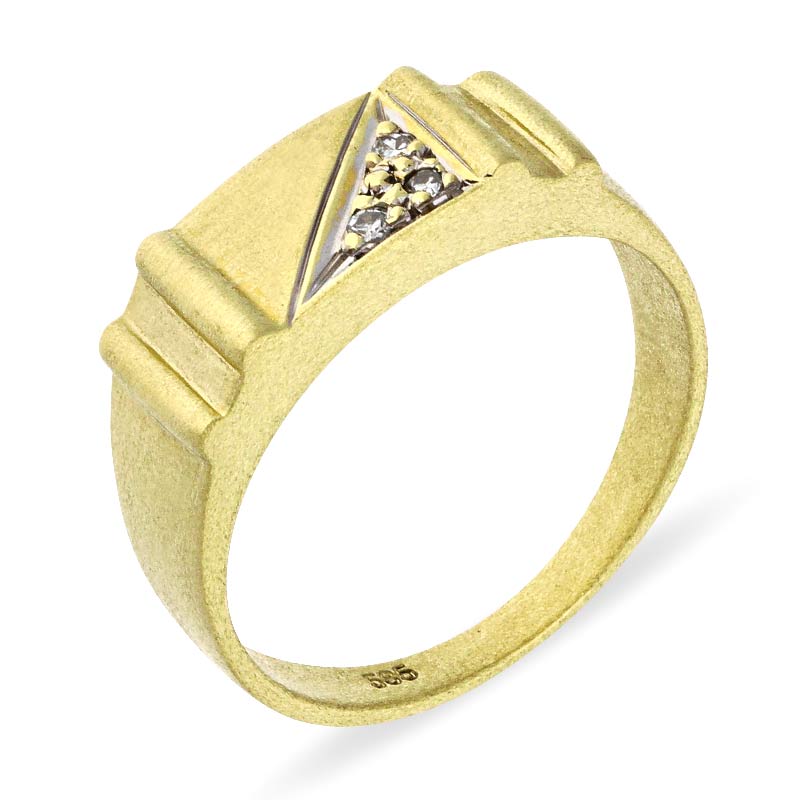 Diamant-Ring Gelbgold teil-rhodiniert